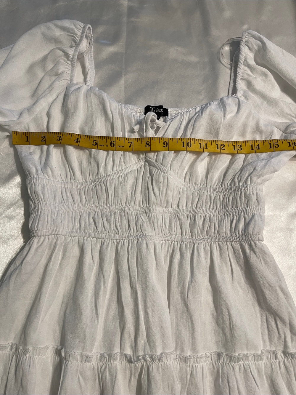 Trixxi White Peasant Tiered Long Sleeve Dress - Picture 4 of 8